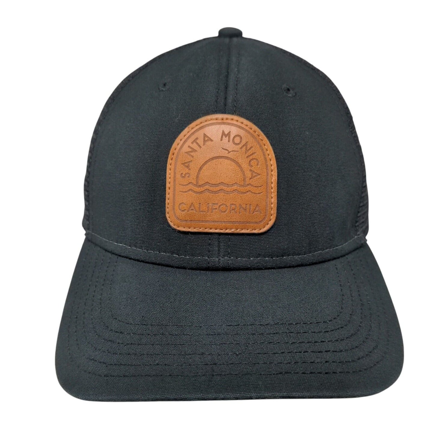 Santa Monica California Snapback Trucker Hat Black One Size Mesh Back