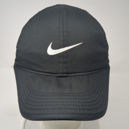 Nike Strapback Hat Black One Size Adjustable Featherlight Swoosh Dri-Fit