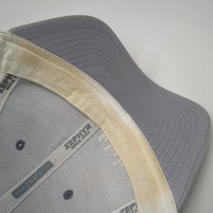 Zephyr Trucker Hat Gray White One Size Snapback Mesh Idahon Embroidered Cap