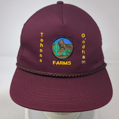 Speedway 5 Panel Red One Size Rope Snapback Tohono O'odham Farms Agriculture Hat