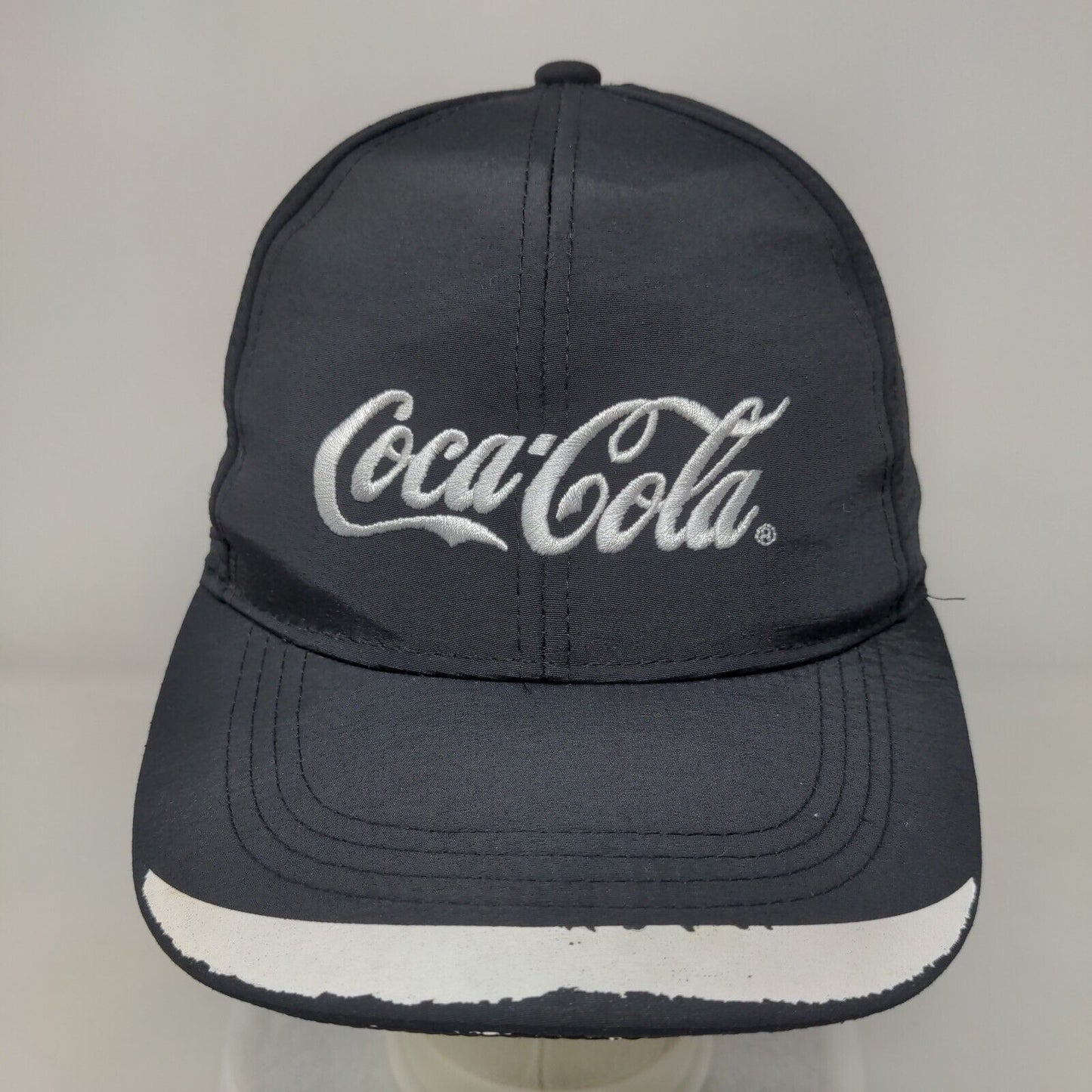 Coca-Cola Strapback Hat Black One Size Adjustable Embroidered Breathable 6 Panel