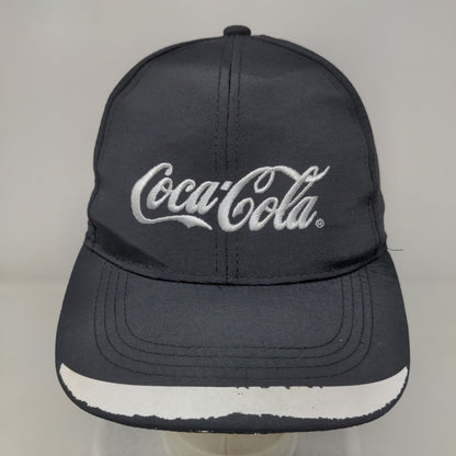 Coca-Cola Strapback Hat Black One Size Adjustable Embroidered Breathable 6 Panel