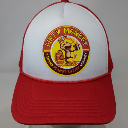 Hit Trucker Hat Red White One Size Dirty Monkey Banana Peanut Butter Whiskey