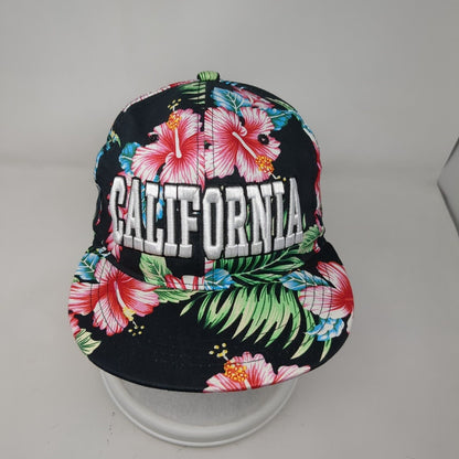 California Snapback Hat Multi One Size Floral Embroidered Hawaiian