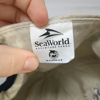 SeaWorld Baseball Cap Beige One Size Orlando Logo Strapback Cotton Adventure Hat