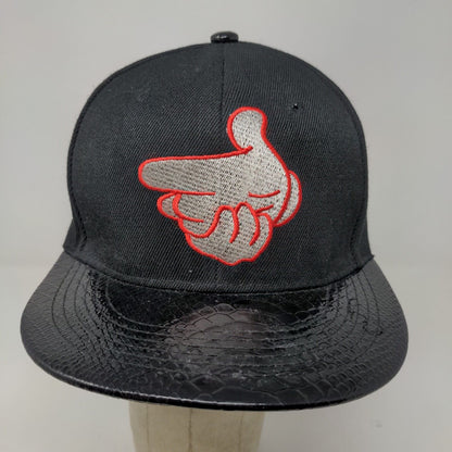 New League Men's Snapback Hat Black OSFA Embroidered Finger Guns Logo