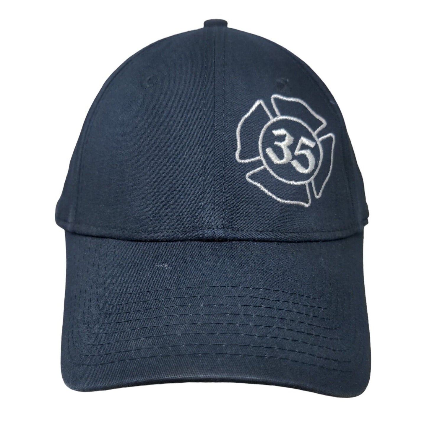 Feaster Fitted Hat Blue M/L Embroidered Logo Vented Holes 6 Panel New Era