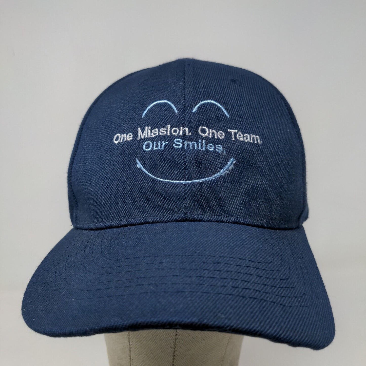 Unbranded Men's Strapback Hat Blue Embroidered One Mission One Team Our Smiles