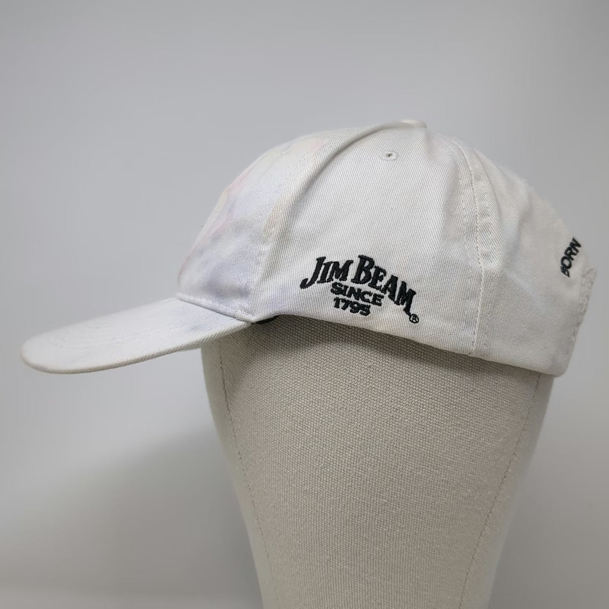 Jim Beam Baseball Cap White One Size Slideback Born Barreled USA Logo Hat