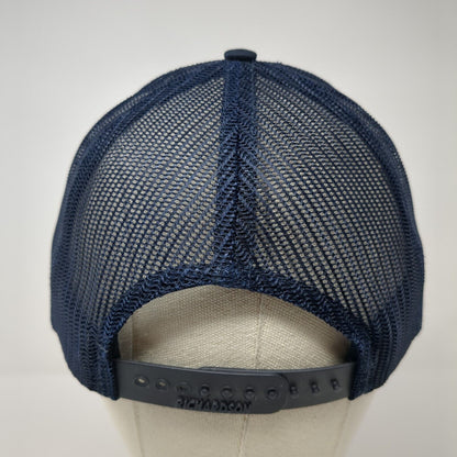 The Club Leather Patch Snapback Trucker Hat Blue One Size Mesh Back