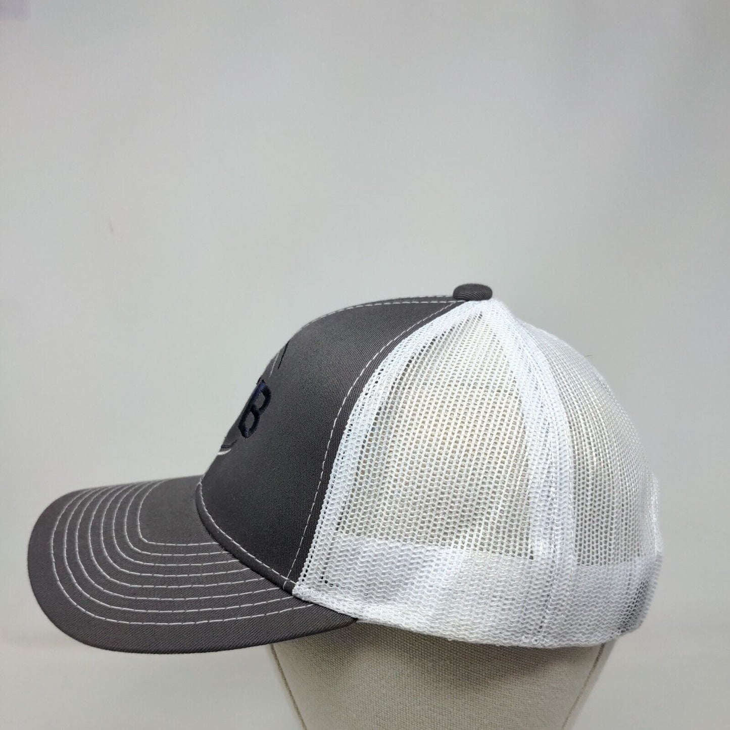 BTB Strapback Mesh Back Trucker Hat Gray OSFM Embroidered Colorblock