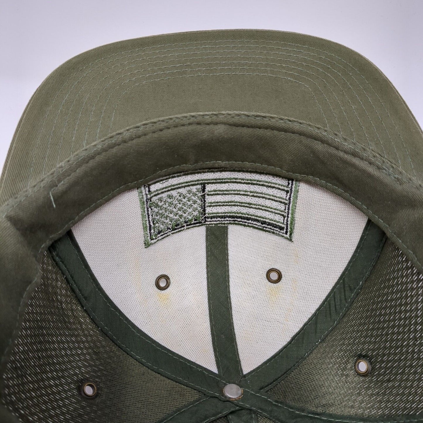 USA Flag Snapback Trucker Hat Green OS Adjustable Embroidered Patriotic Pit Bull