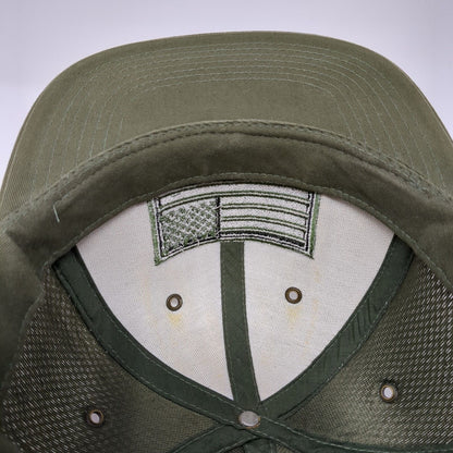 USA Flag Snapback Trucker Hat Green OS Adjustable Embroidered Patriotic Pit Bull