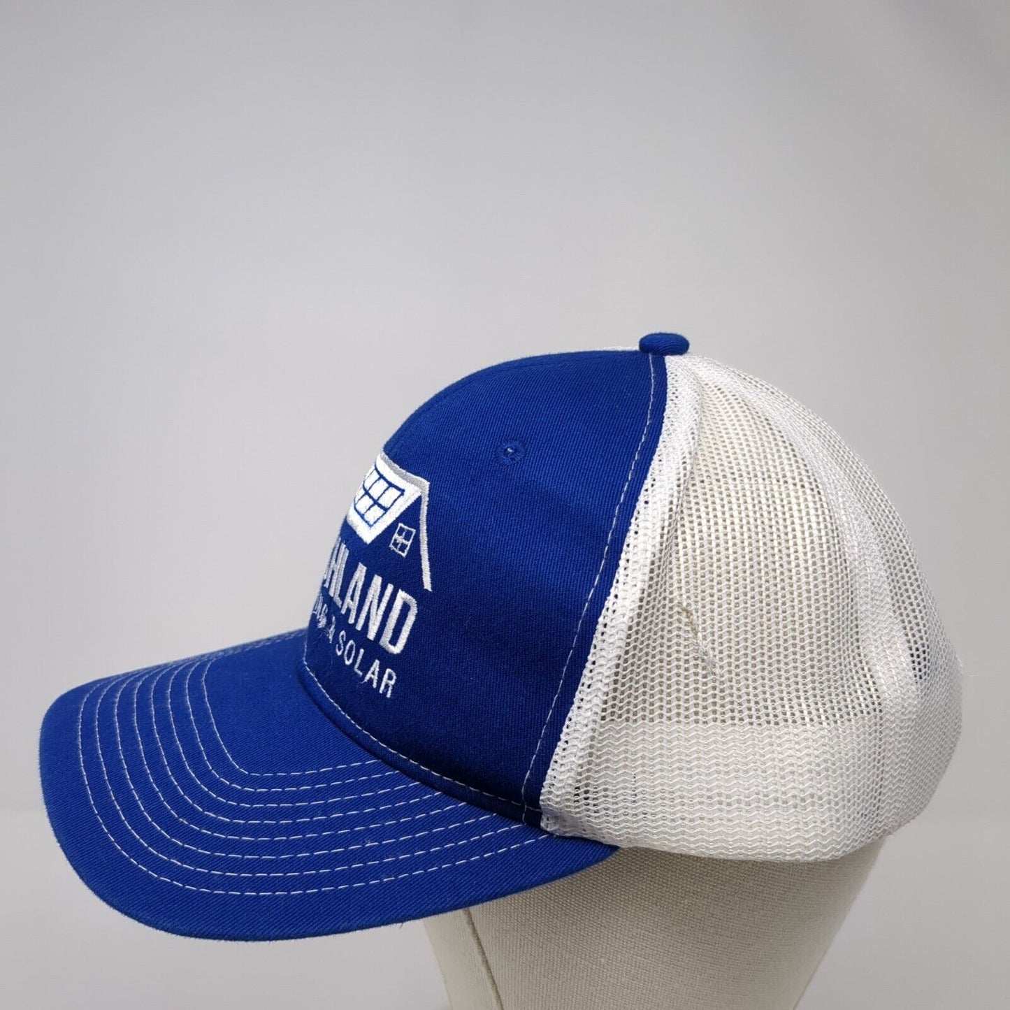 Bushland Roofing & Solar Snapback Trucker Hat Blue OS Mesh Back Port Authority