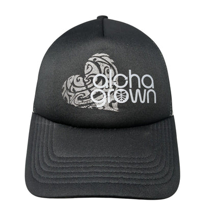 Aloha Grown Snapback Trucker Hat Black One Size Adjustable Mesh Back 6 Panel