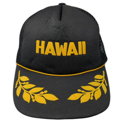 Hawaii Intercontinental Corp Black Trucker Hat Laurel Yellow One Size Snapback