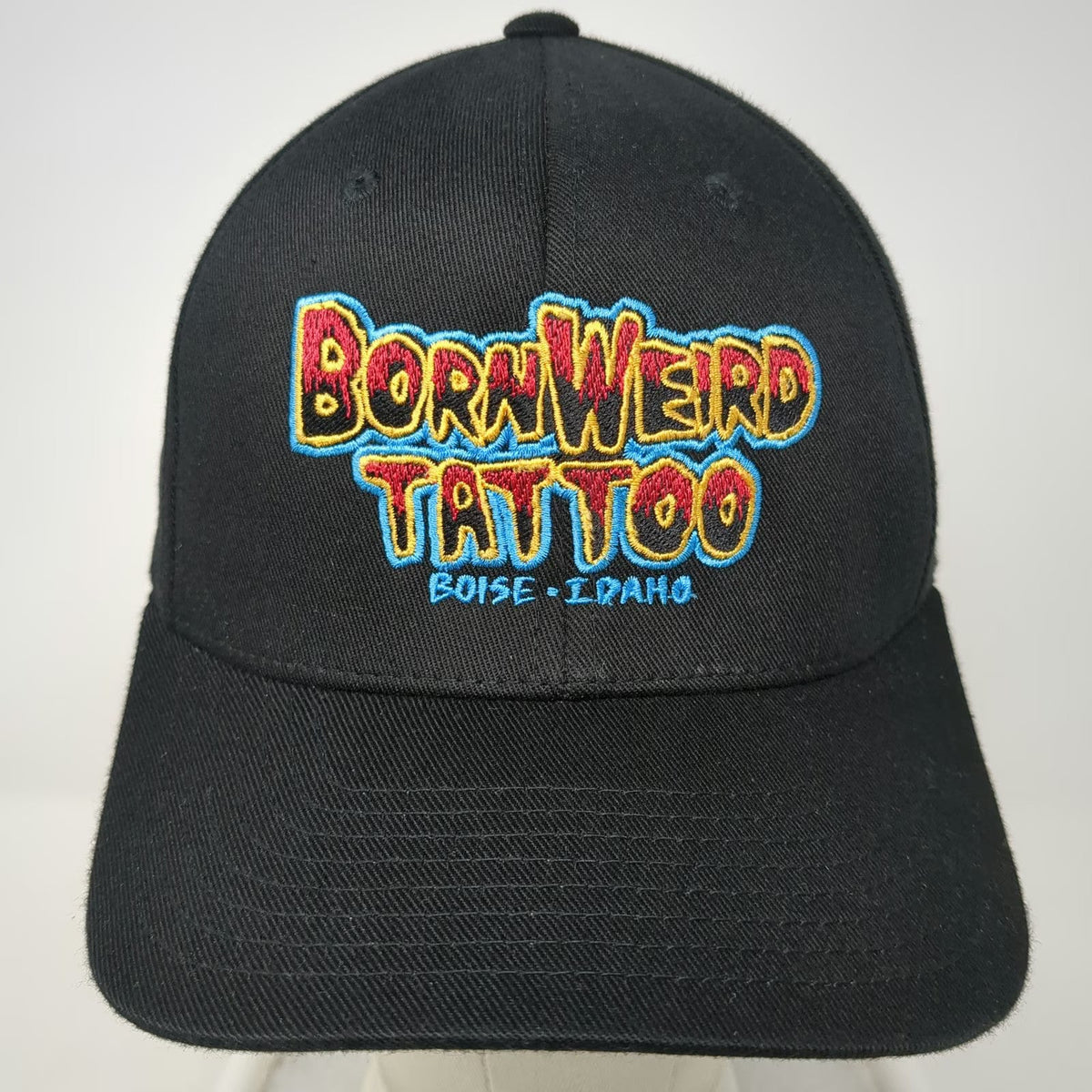 Flexfit Baseball Cap Black M Born Weird Tattoo Boise Idaho Fitted Stretch Hat