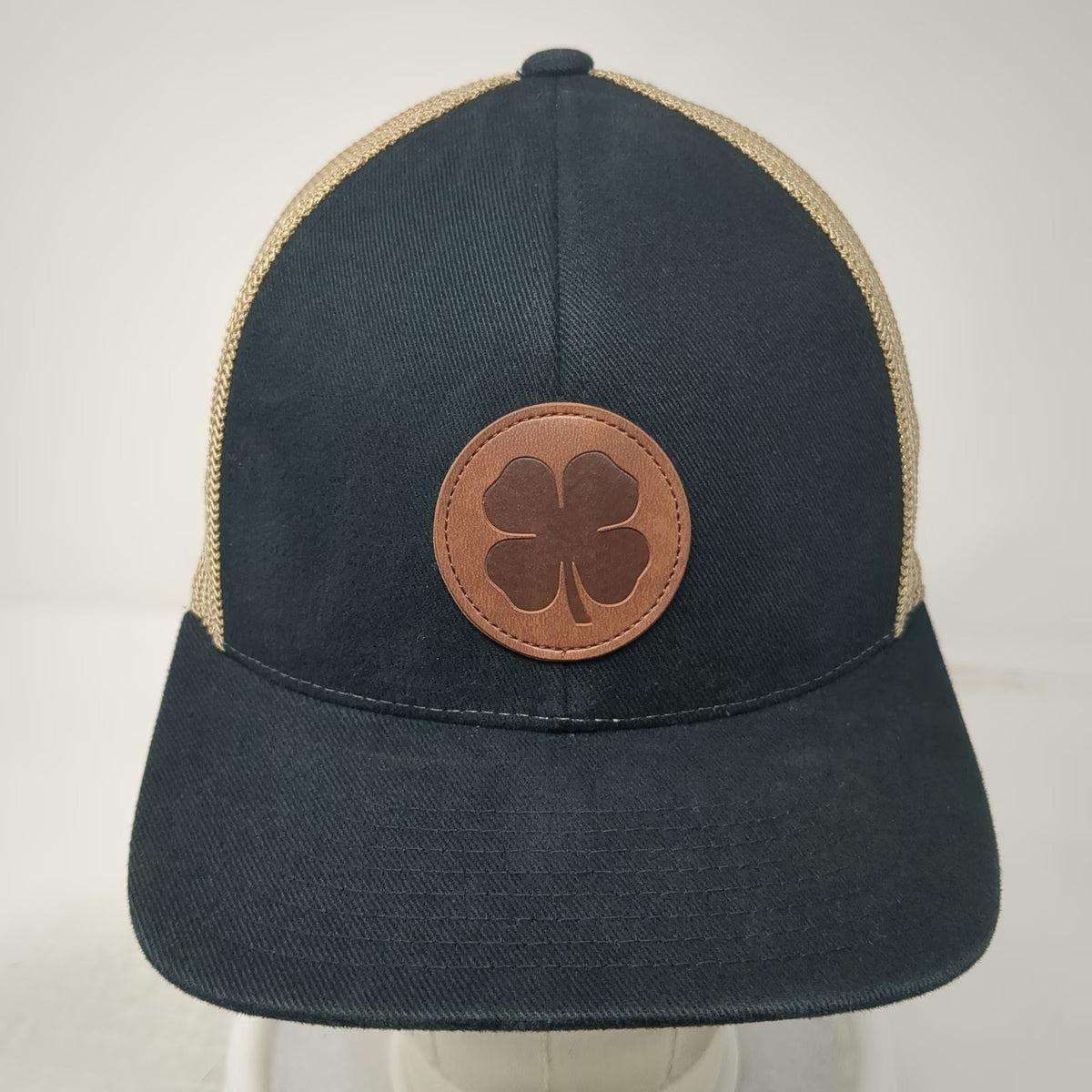 Black Clover Trucker Hat One Size Flexfit 110 Snapback Leather Patch Live Lucky