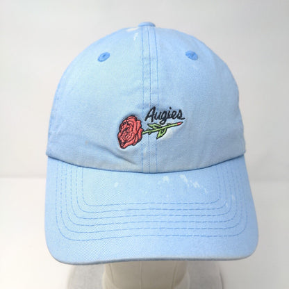 Augies Slideback Hat Blue OSFA Adjustable Embroidered Floral 6 Panel Cotton