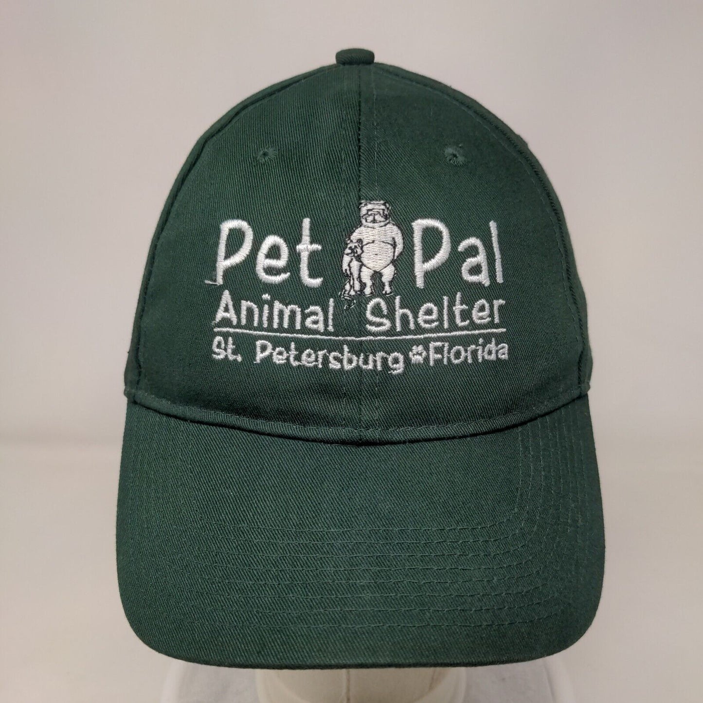 Pet Pal Animal Shelter Strapback Hat Green One Size Embroidered Bayside