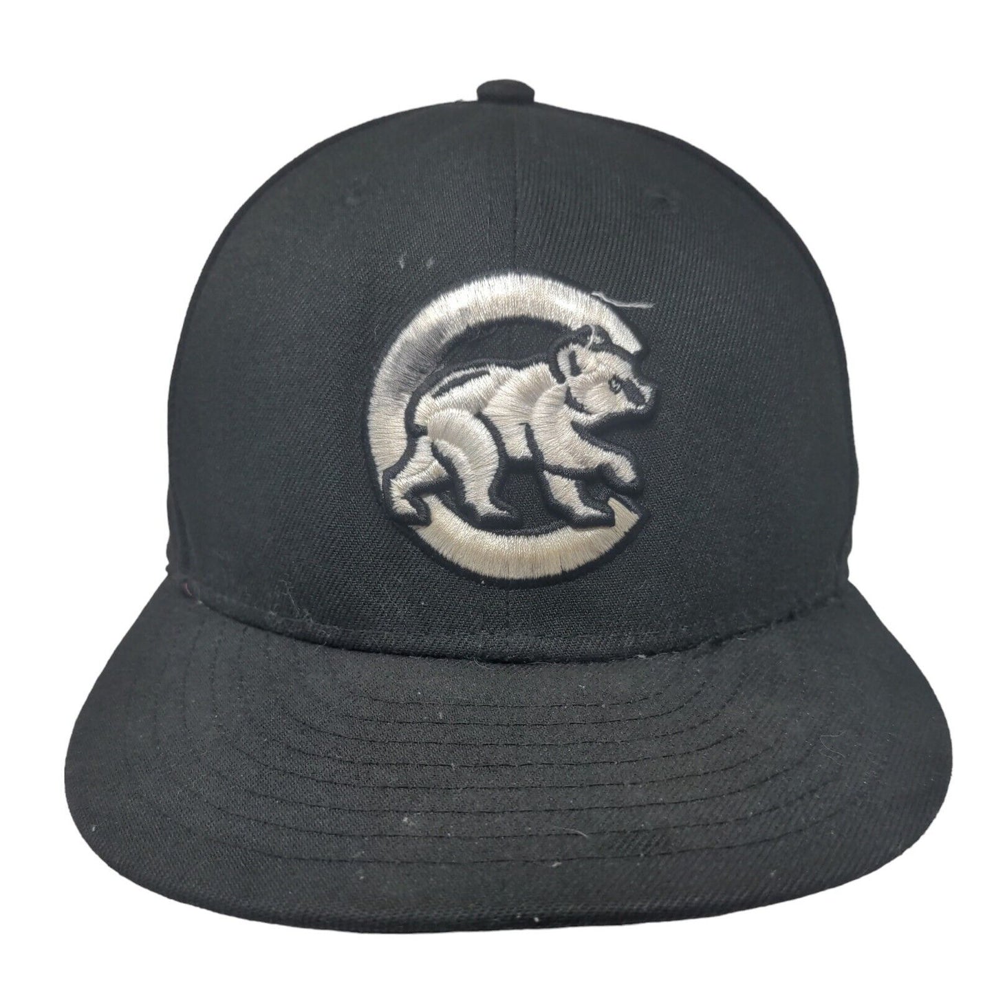 New Era Men's Fitted Hat Black 7 1/2 Embroidered Chicago Cubs Logo 59Fifty