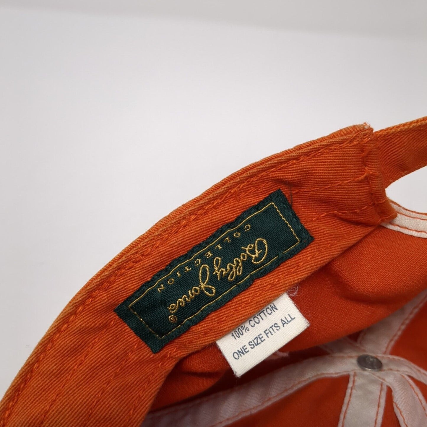 Bobby Jones Slideback Hat Orange One Size Adjustable Embroidered Solid