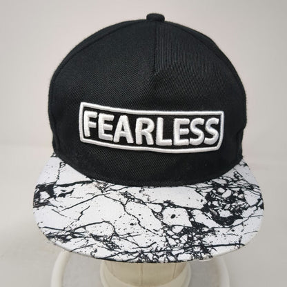 Level 22 5 Panel Black White OSFM Fearless Marble Print Flat Brim Snapback Hat