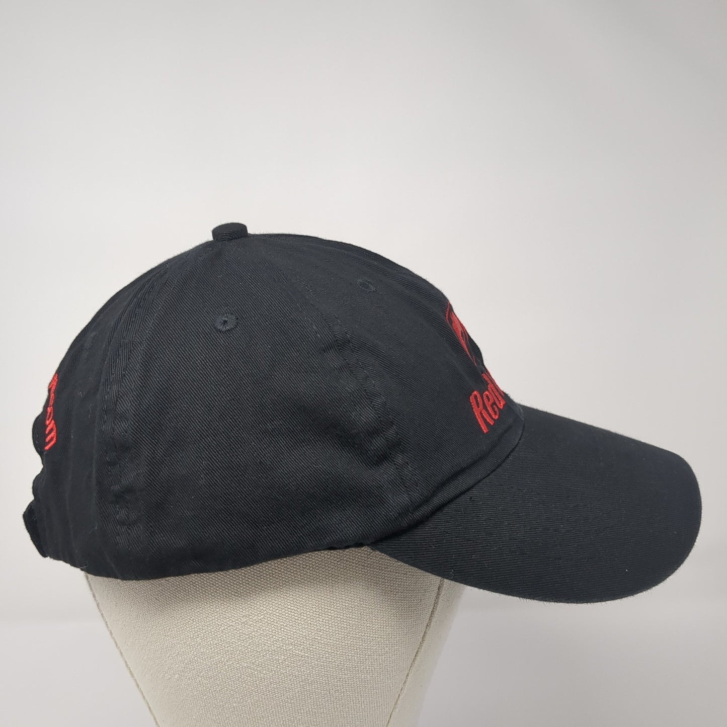 Red Devil Strapback Hat Black One Size Adjustable Embroidered 6 Panel
