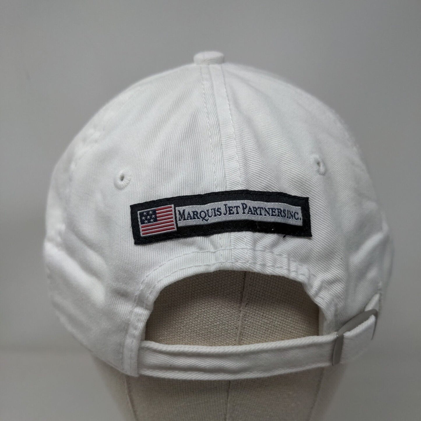 Marquis Jet Slideback Hat White OSFA Embroidered Adjustable 6 Panel