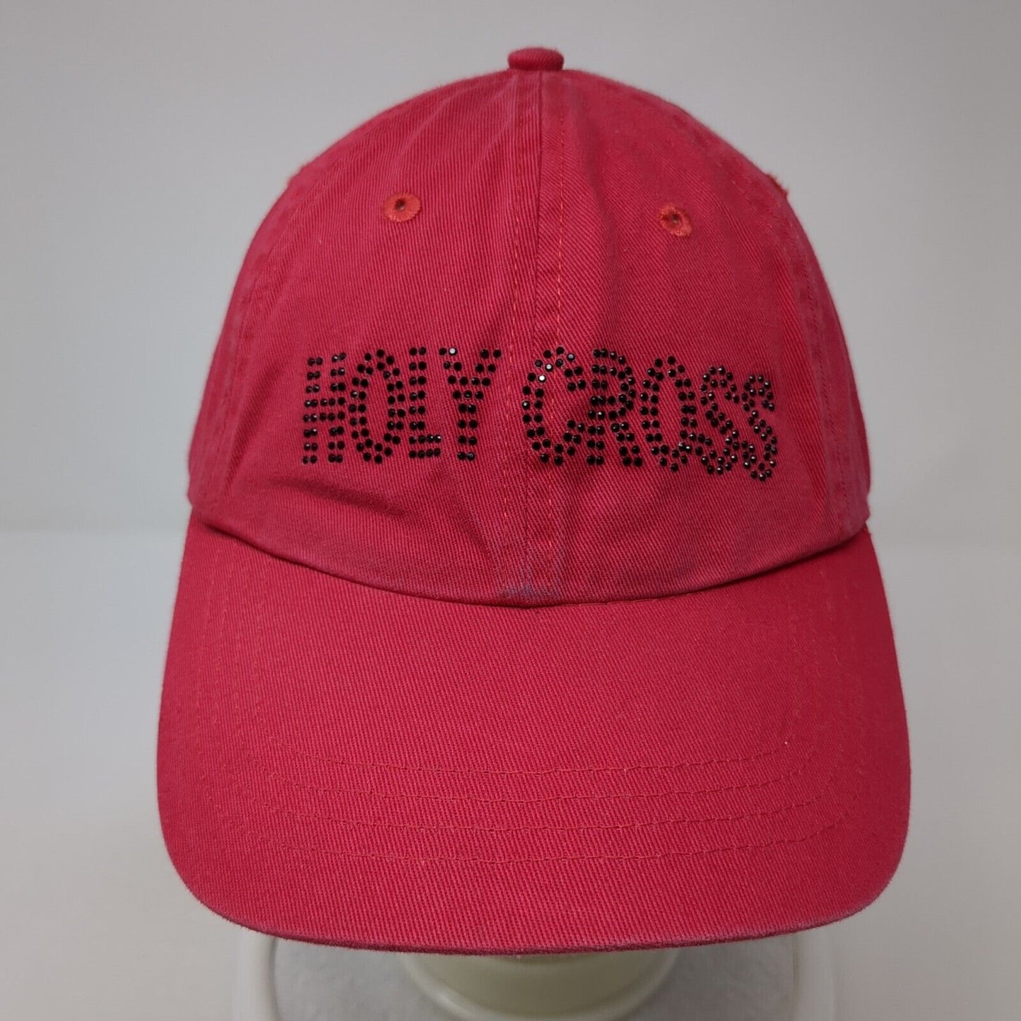 Holy Cross Strapback Hat Red OS Adjustable Classic Cut Rhinestone UltraClub