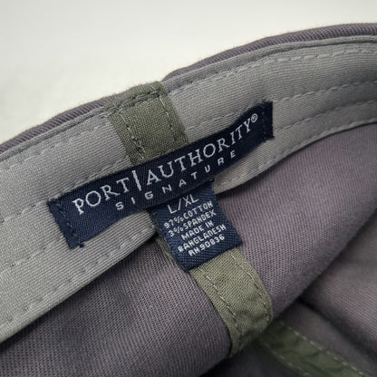 Port Authority Baseball Cap Gray XL Collector's Outpost Logo Fitted Stretch Hat