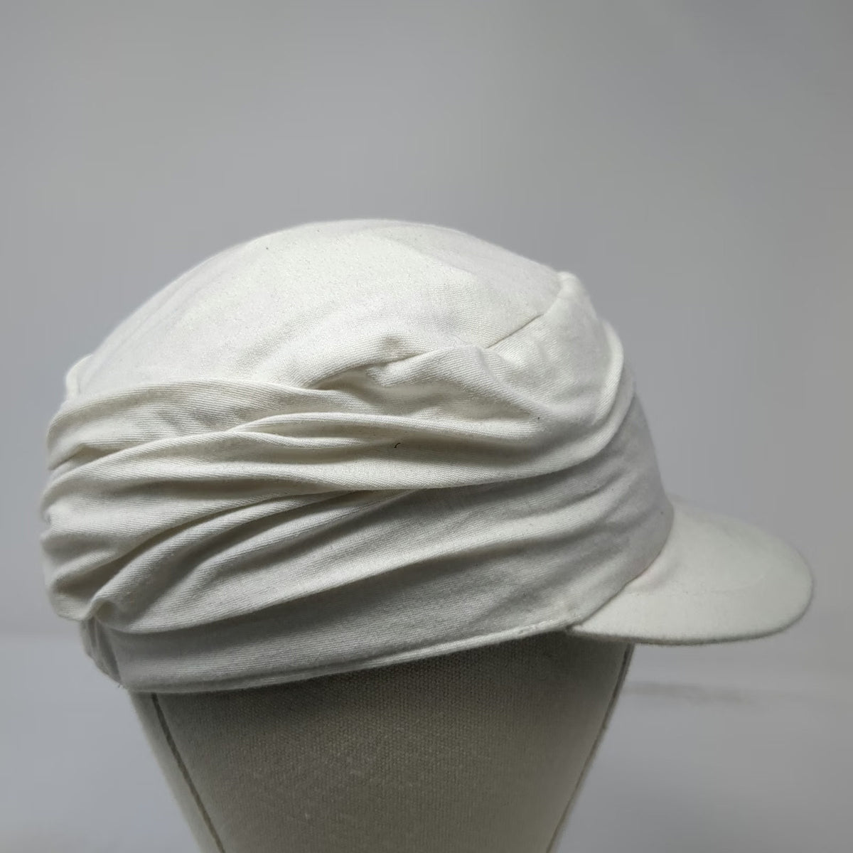 Payless ShoeSource Army Cap White One Size Cotton Ruched Crown Elastic Back Hat
