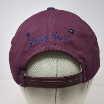 Disney Snapback Red Blue Mickey Mouse Hat Made in USA Green Underbrim Vintage