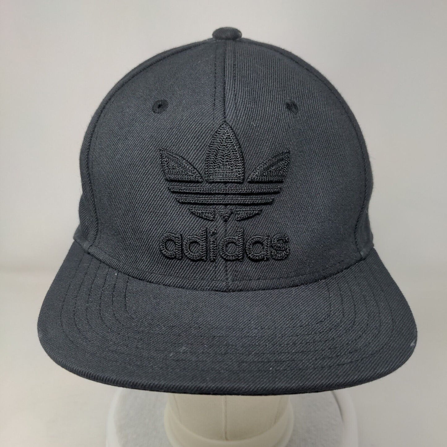 Adidas Snapback Hat Gray One Size Adjustable Embroidered Trefoil 6 Panel