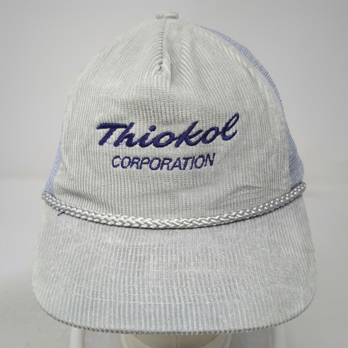 Nissin Thiokol Corporation Trucker Hat Gray One Size Corduroy Rope Snapback