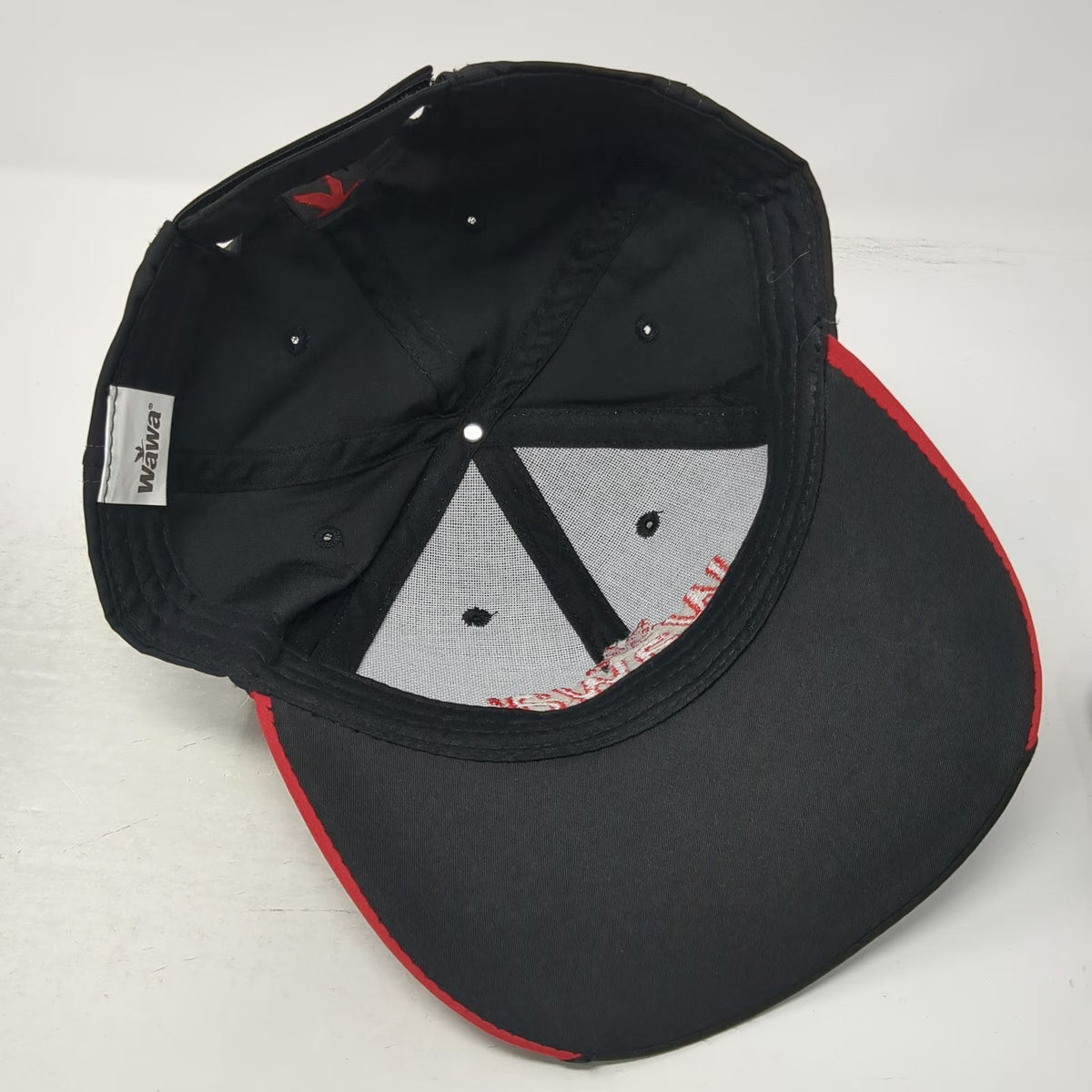 Wawa Baseball Cap Black One Size Polyester Strapback Red Goose Embroidered Hat