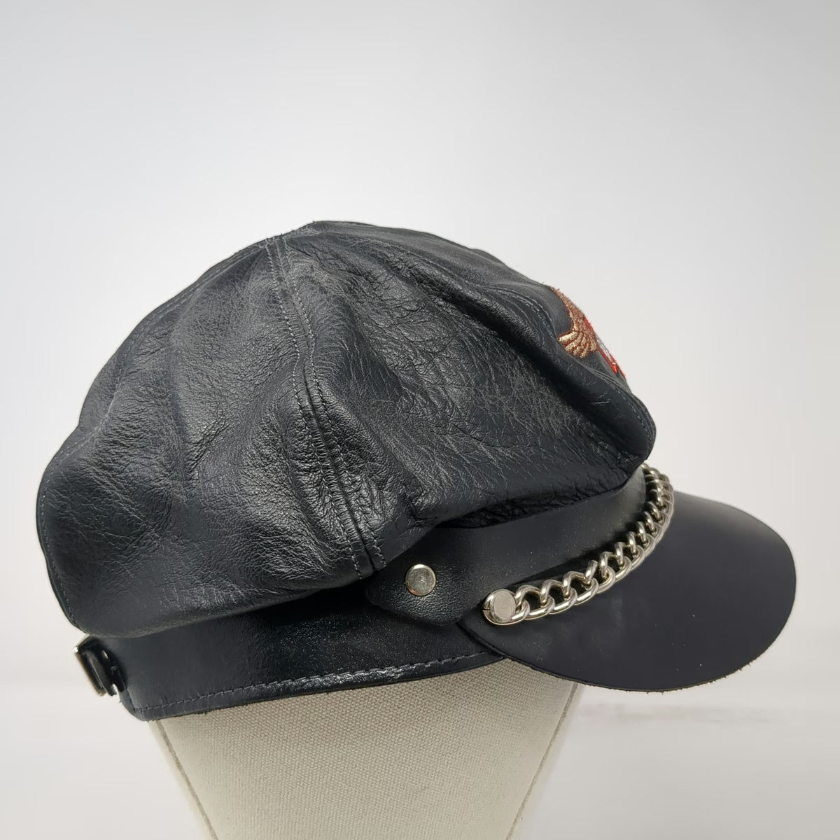 Harley-Davidson Army Cap Hat Black One Size Leather Chain Logo Embroidered Biker