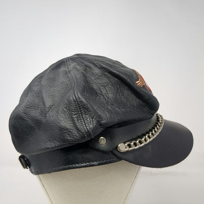 Harley-Davidson Army Cap Hat Black One Size Leather Chain Logo Embroidered Biker