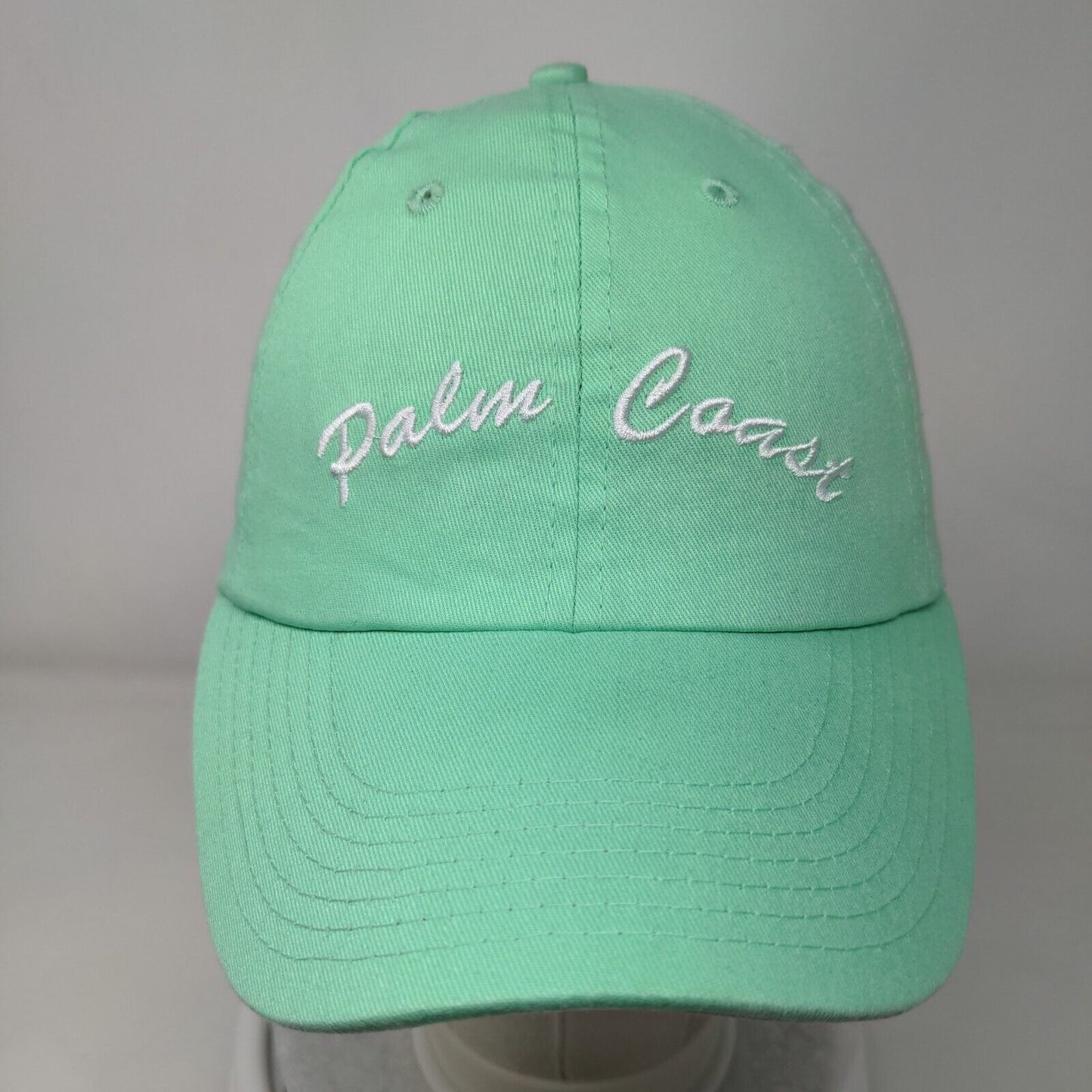 Palm Coast Strapback Hat Twill Cap Green One Size Adjustable Embroidered Cotton