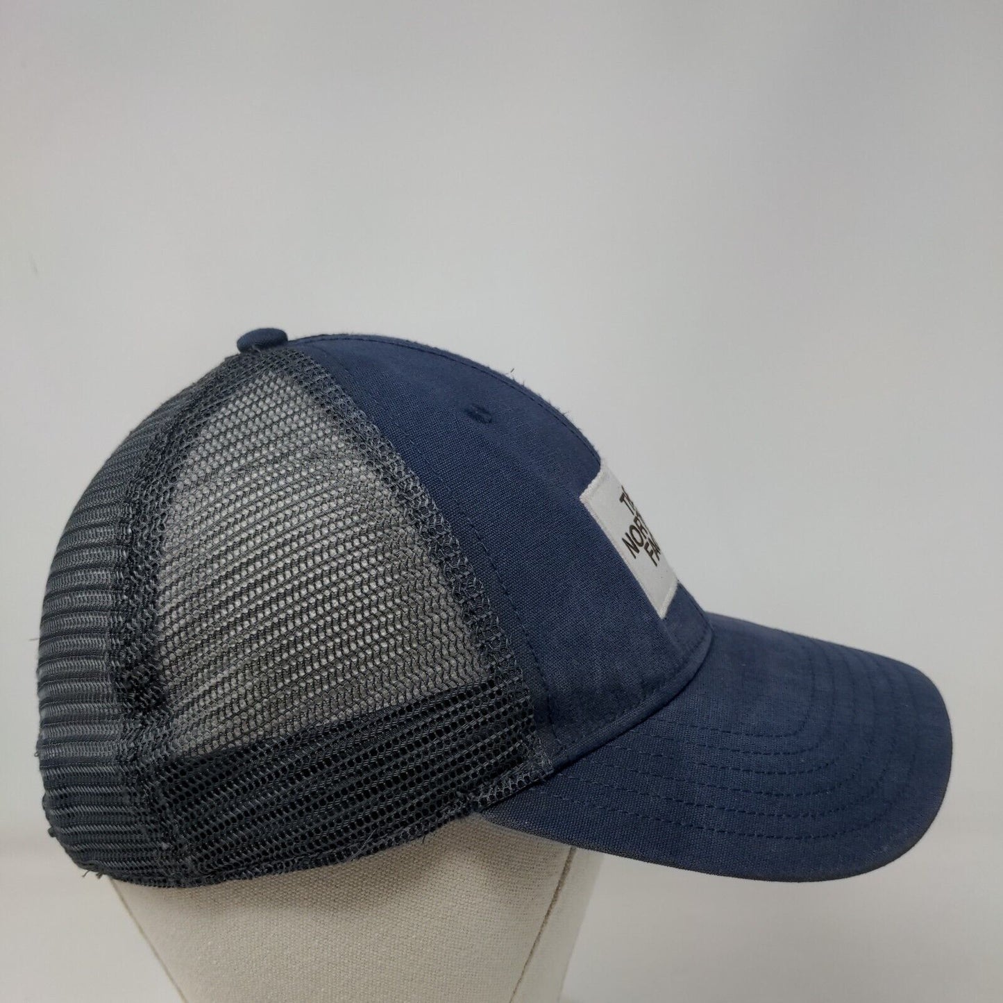 The North Face Snapback Trucker Hat Blue One Size Adjustable Mesh Back 6 Panel