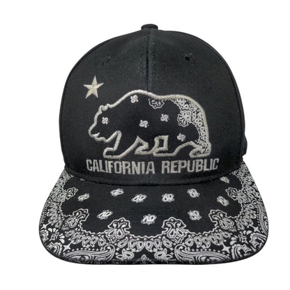 California Republic Snapback Hat Black OS Adjustable Embroidered Ace Cap Inc