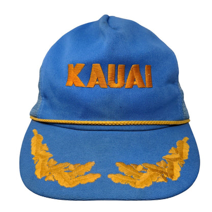 Kauai Snapback Mesh Back Rope Trucker Hat Blue One Size Scrambled Eggs