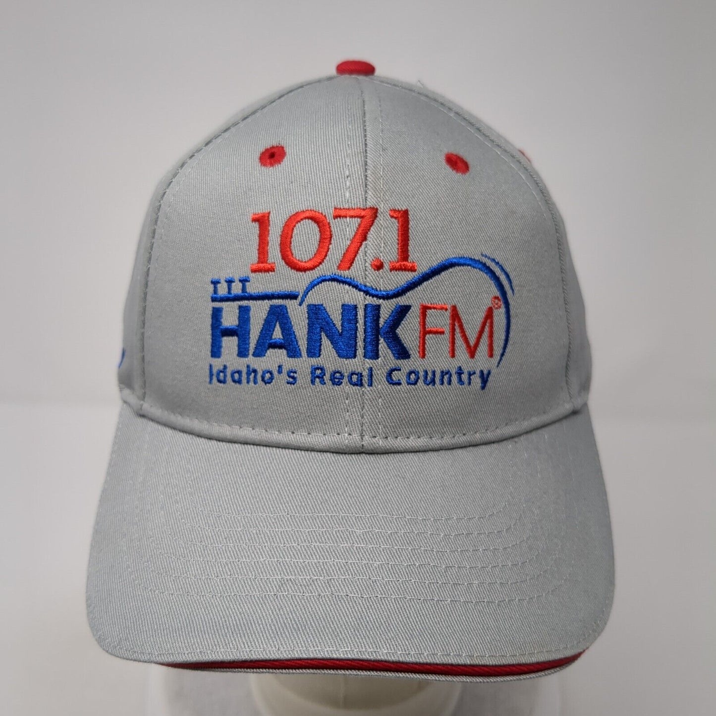 107.1 Hank FM Idaho's Real Country Strapback Hat Gray OS Adjustable Embroidered