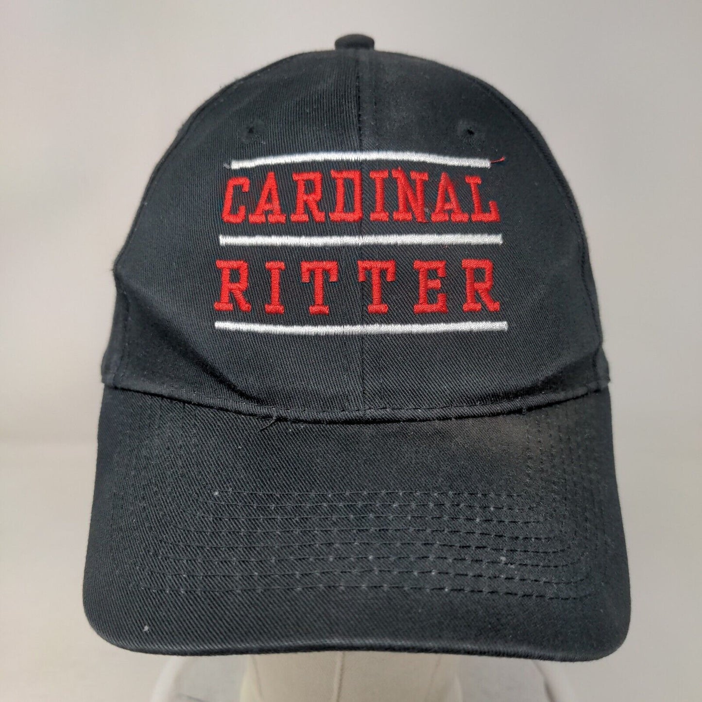 Cardinal Ritter Strapback Hat Black Embroidered School Logo 100% Cotton