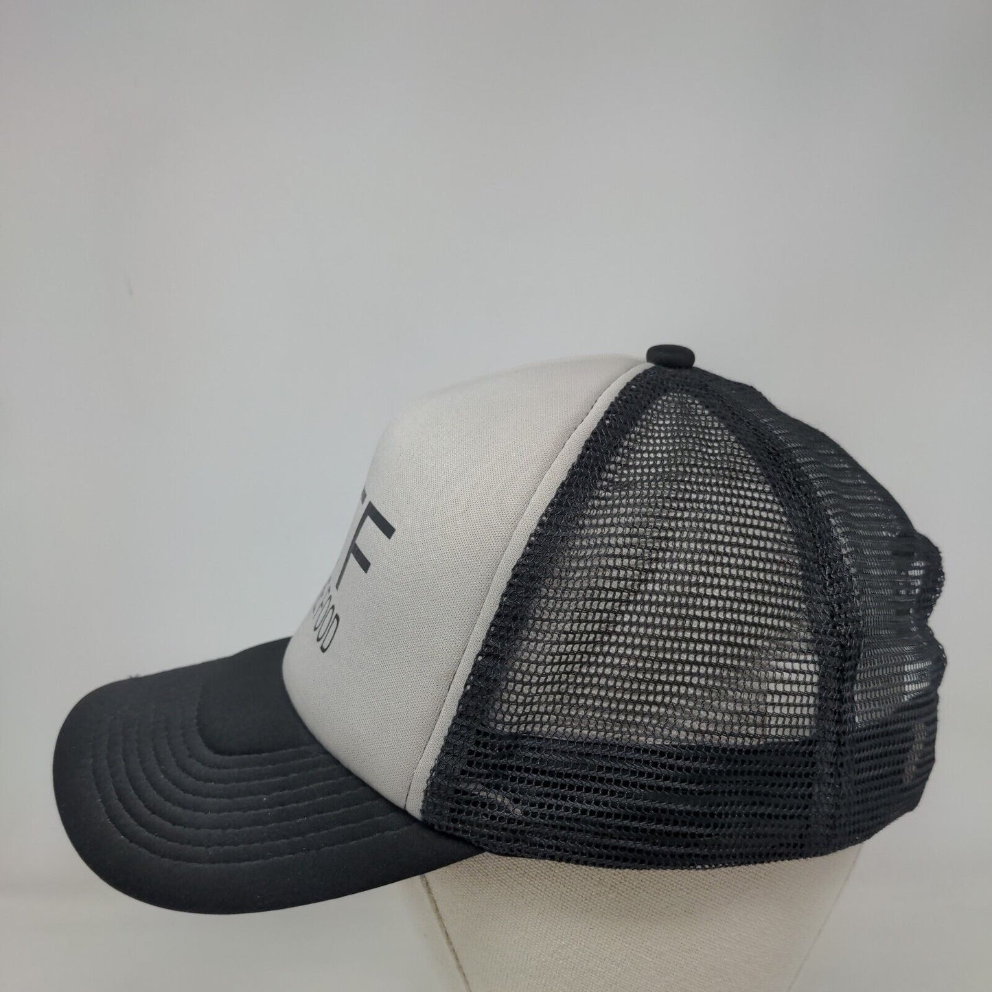 WTF Where's The Food Snapback Trucker Hat Black OSFM Adjustable Mesh Back Decky