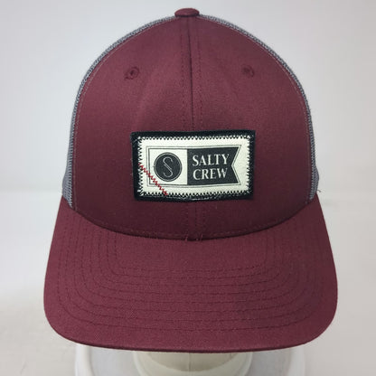 Salty Crew Red Baseball Cap One Size Mesh Back Snapback Patch Hat Adjustable