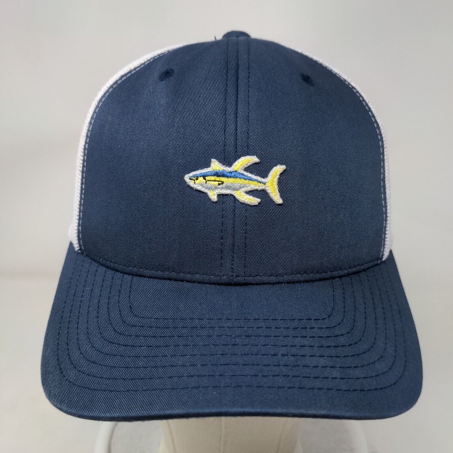 Salty Crew Fish Patch Snapback Mesh Back Trucker Hat Blue One Size Colorblock