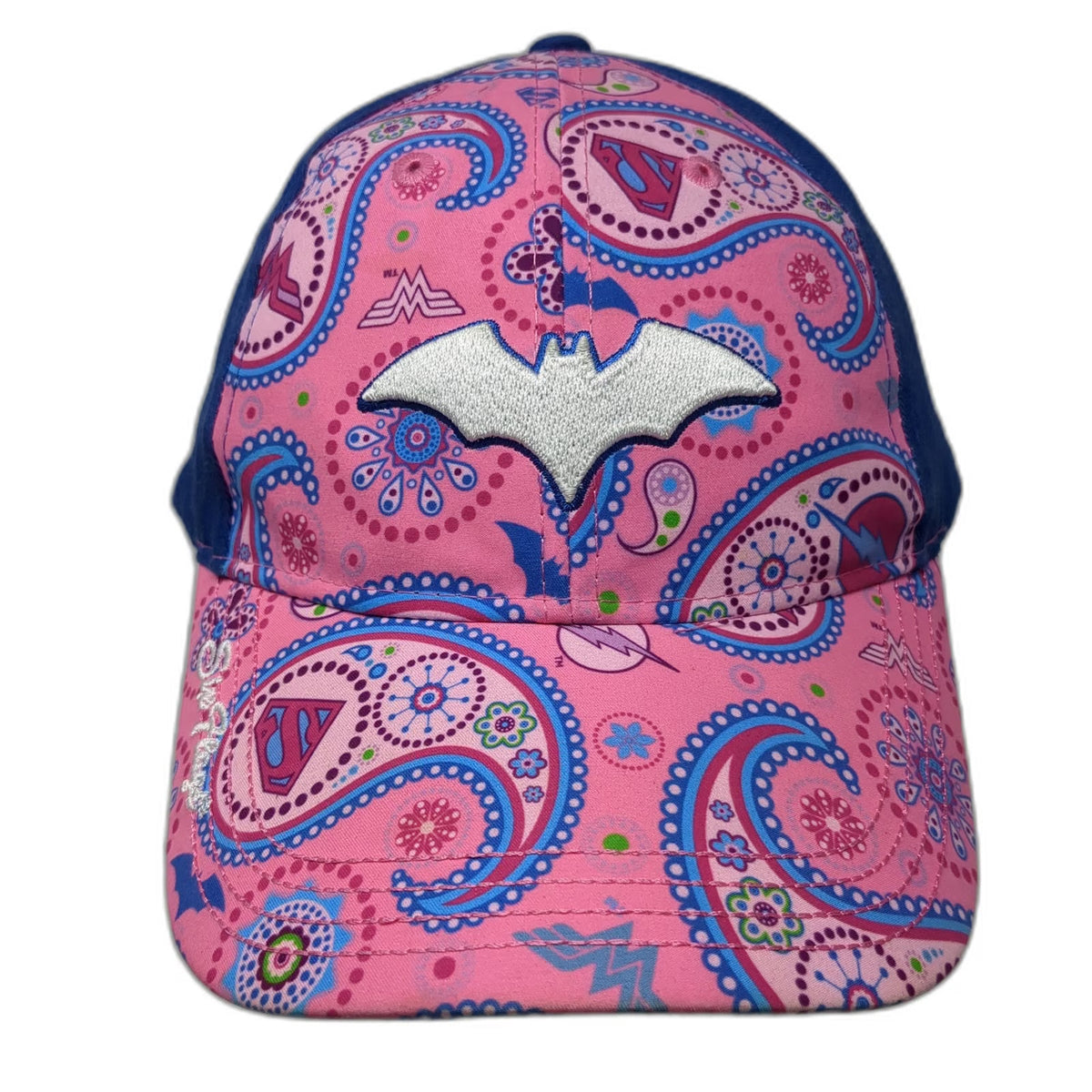 Six Flags Baseball Cap Pink Blue One Size Justice League Batman Paisley hat
