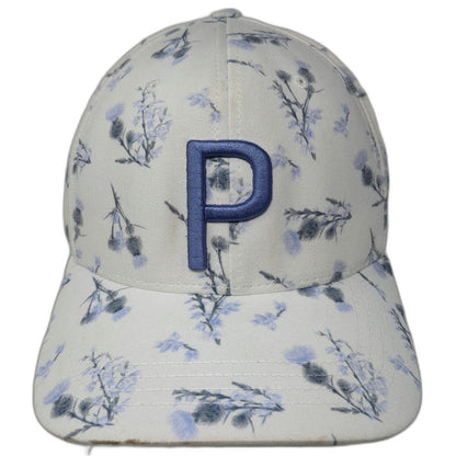Puma Snapback Hat White Blue One Size Floral Thistle Golf P Logo 110 Cap
