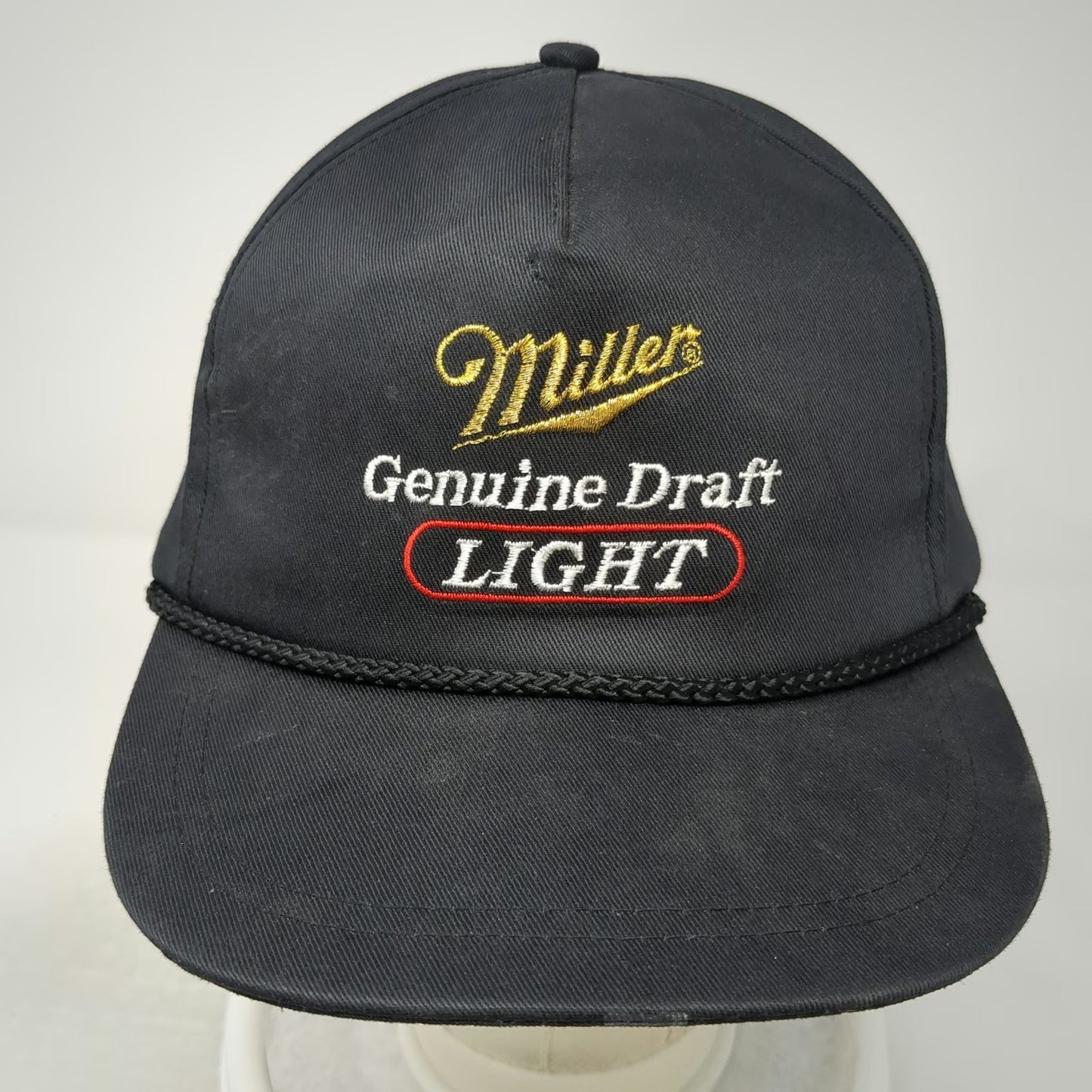Miller 5 Panel Black Hat Genuine Draft Light Rope Snapback Beer Brew Vintage